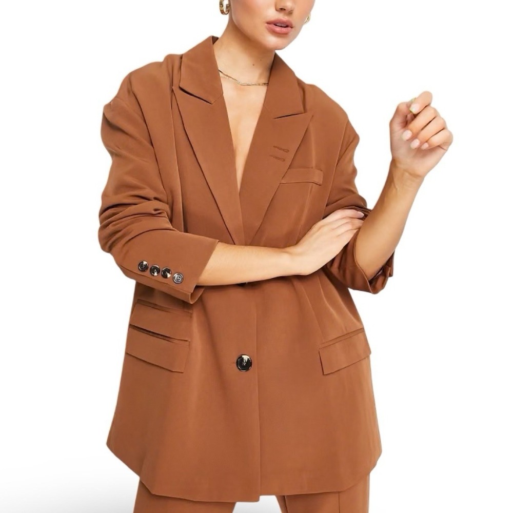 Extro & Vert Stretch Super Slouchy Blazer Size 6 Neutral Layer Casual Minimalist